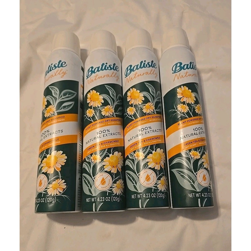 4 X BATISTE  Naturally Plant Powered Dry Shampoo Green Tea And Chamomile 4.23 oz